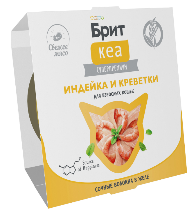 БРИТ КЕА, Ламистер для взрослых кошек, Индейка и Креветки: ЖЕЛЕ 75 г