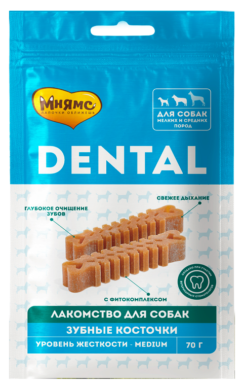 Мнямс DENTAL лакомство для собак "Зубные косточки" 70г