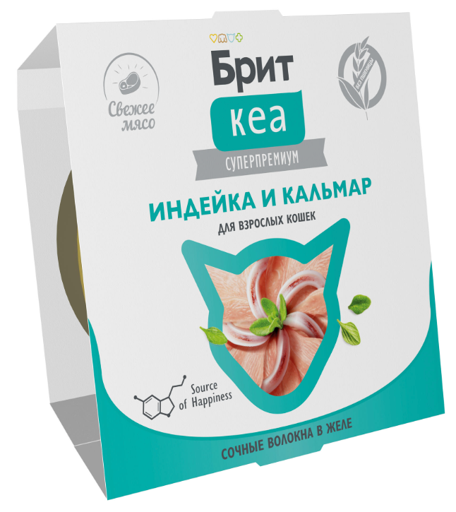 БРИТ КЕА, Ламистер для взрослых кошек, Индейка и Кальмар: ЖЕЛЕ 75 г