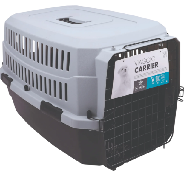 M-PETS Контейнер-переноска VIAGGIO для животных до 16 кг, размер M, 68,4x47,6x42 см, цвет чёрный с серым