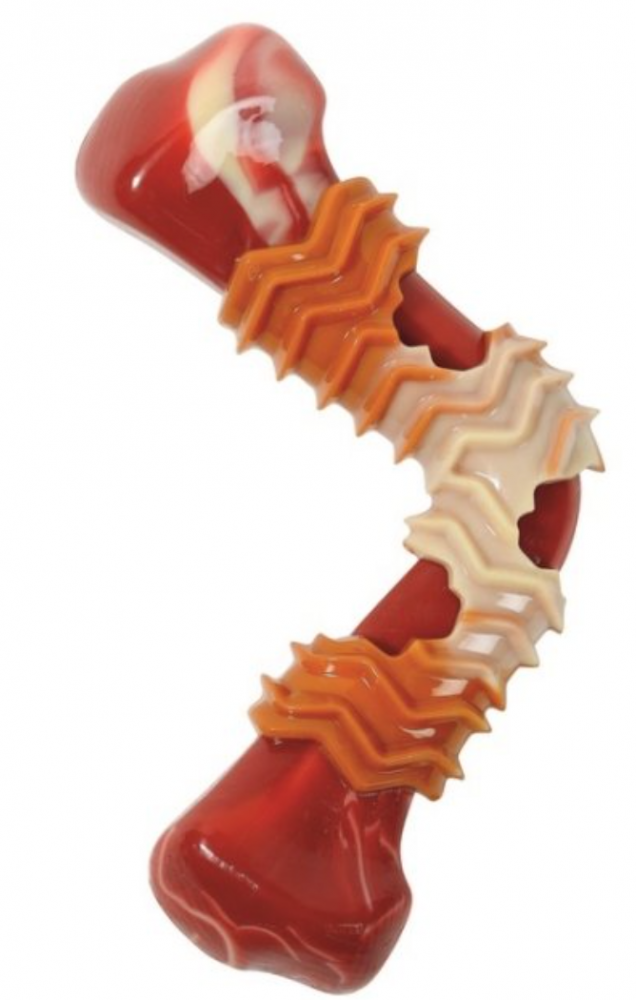 M-PETS Игрушка для собак Карнивор кость бумеранг, вкус бекона, цвет красный, 17.8x9.3x4.1 см