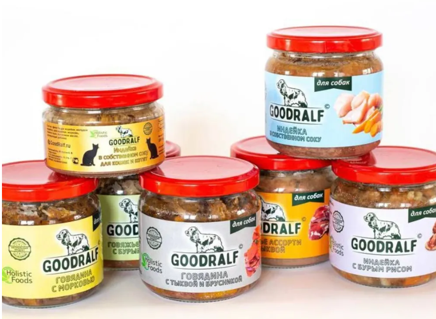 Влажный корм ПРЕМИУМ GOODRALF Говядина с тыквой и брусникой стеклянная банка 340 гр