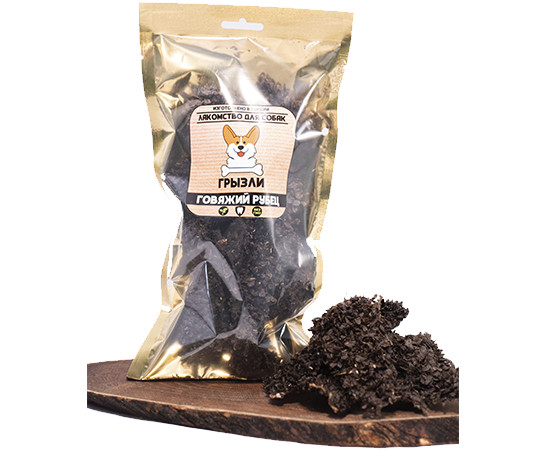 Лакомство для собак Грызли Ароматный говяжий рубец кусочками 50 г
