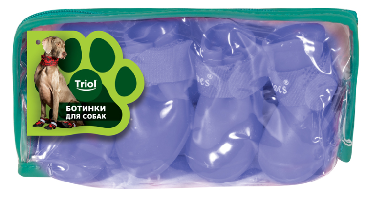 Сапожки для собак "Прогулка" S, синие, 40*30*40мм (уп.4шт.)