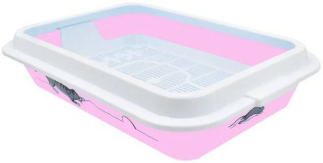 Туалет для кошек Зооэкспресс &quot;Кис&quot; большой с рамкой, сеткой с рисунком 40,5*27*8