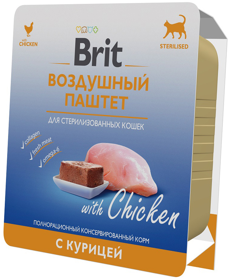 Корм Brit Sterilised Chicken (паштет) для стерилизованных кошек, с курицей, 100 г