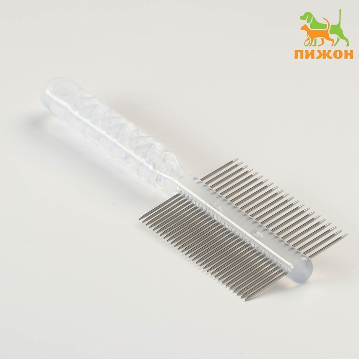 Расчёска Пижон для шерсти "Пузырьки", двухсторонняя, прозрачная, 19,5 х 5,6 см, МИКС цвет