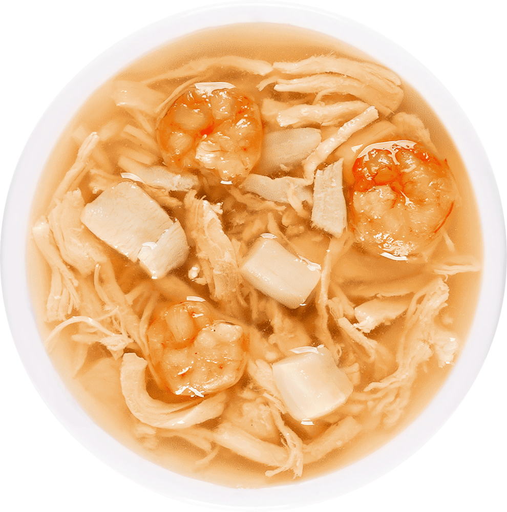 НАБОР Деревенские лакомства Курица с креветками и гребешком : СУП 4*35 г для кошек