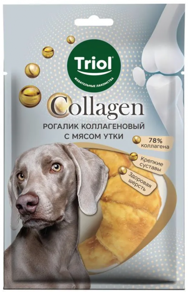 Лакомство для собак &laquo;Рогалик коллагеновый с мясом утки&raquo;, 80г (уп. 1шт.), серия COLLAGEN, Triol