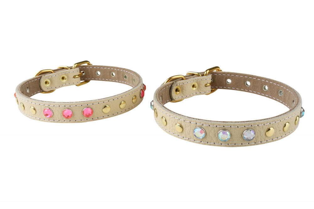 Ошейник №17 с подкладом украшенный. Цвет в ассортименте