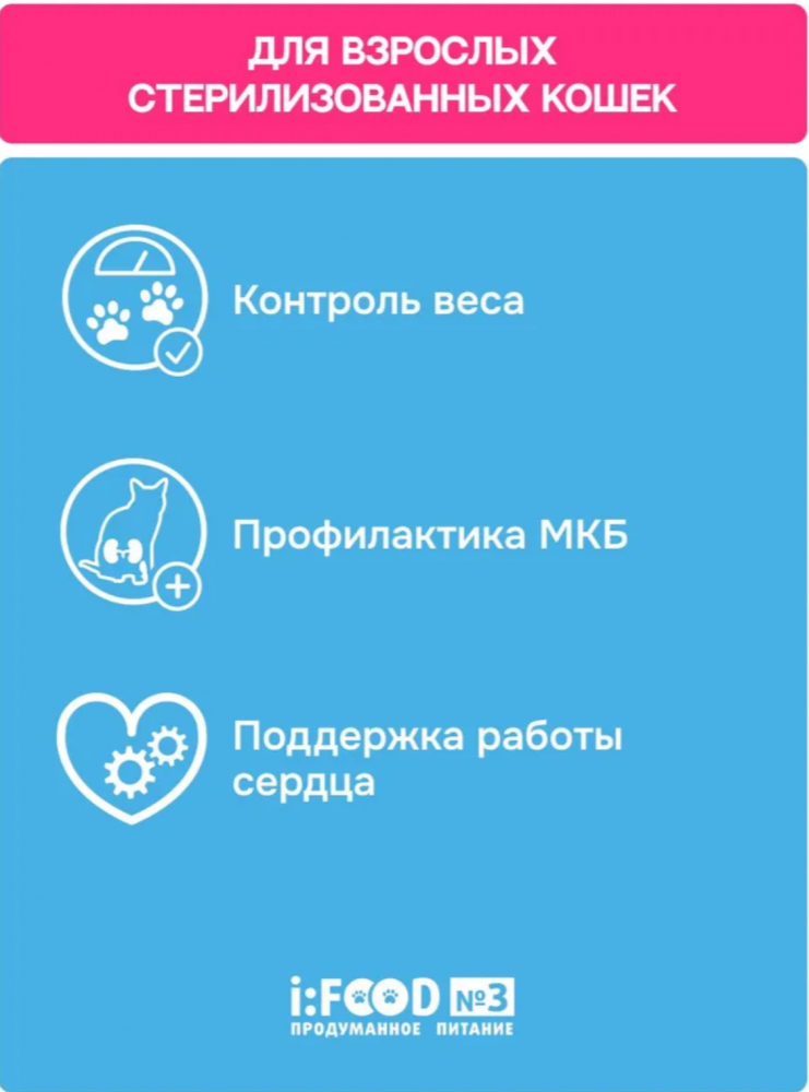 Корм МOLINA CAT с лососем и курицей для стерилизованных кошек