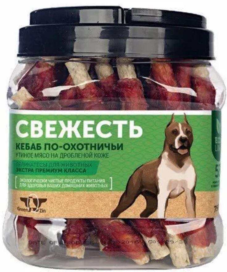 Лакомство Green Qzin для собак Свежесть Утиное мясо на дробленной коже 750 г