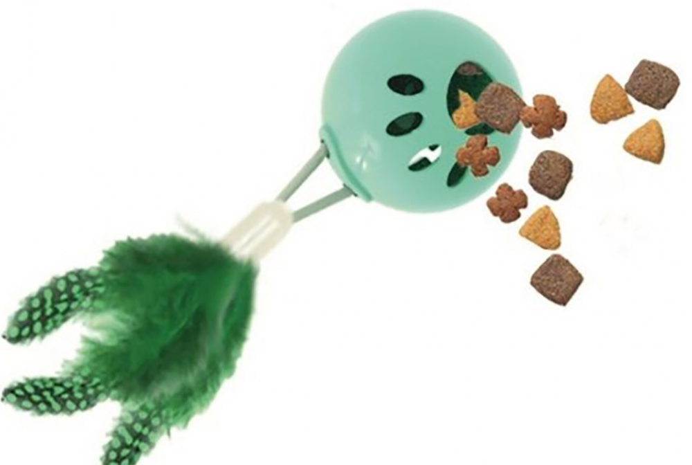 MPets игрушка Листочек для кошек, с дозатором для угощений, с кошачьей мятой, 11.5х10.5х5.5 см