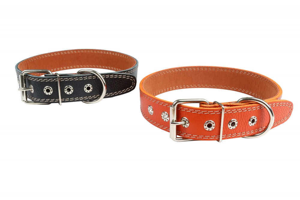 Ошейник №36 1 слой с подкладом не украшенный. Цвет в ассортименте