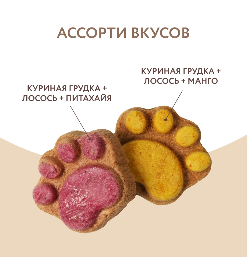 Лакомство Мнямс для собак и щенков с 4 месяцев "Фросты" с лососем. Размер М (24шт).