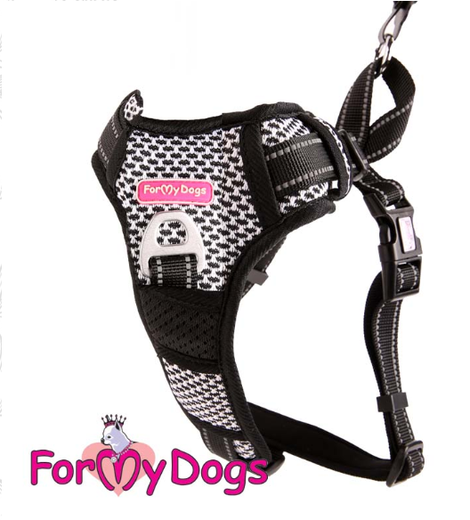 Шлейка ForMyDogs черно/серая (XL)