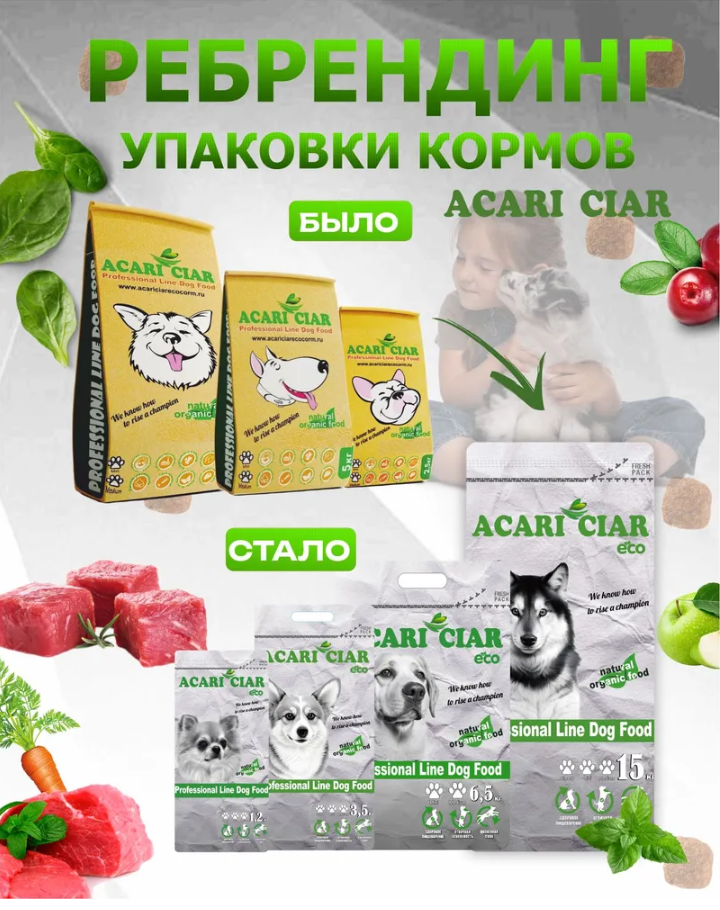 Корм Акари Киар Аврора Мини говядина для собак 1 кг