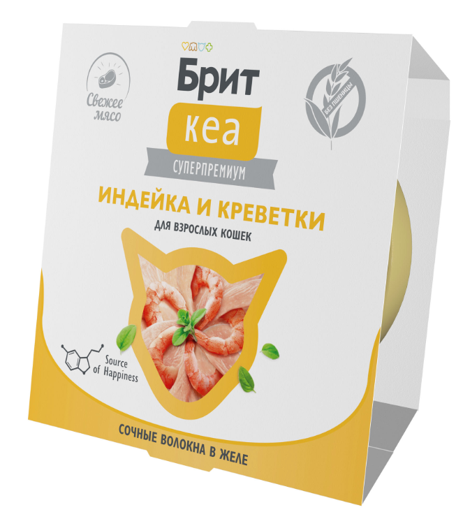 БРИТ КЕА, Ламистер для взрослых кошек, Индейка и Креветки: ЖЕЛЕ 75 г