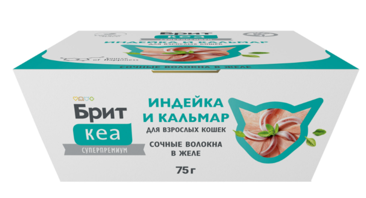 БРИТ КЕА, Ламистер для взрослых кошек, Индейка и Кальмар: ЖЕЛЕ 75 г