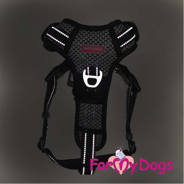 Шлейка ForMyDogs черно/серая (XL)