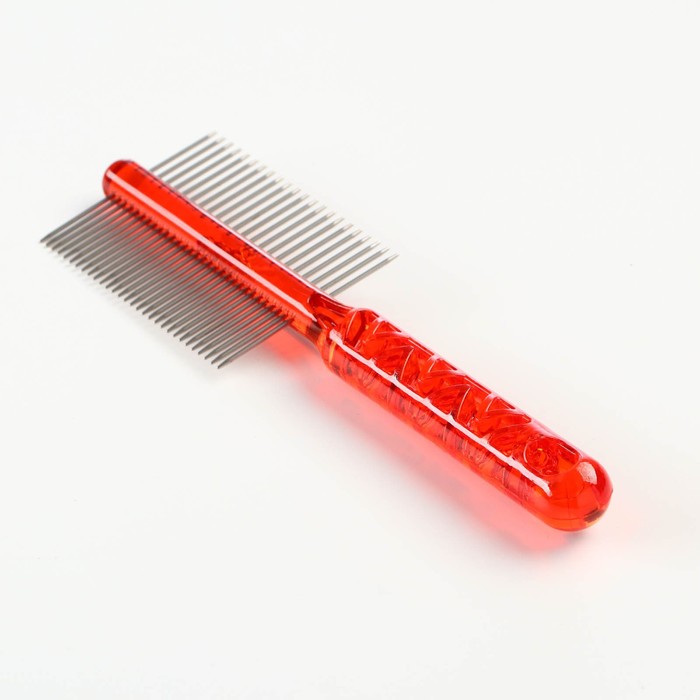 Расчёска Пижон для шерсти "Пузырьки", двухсторонняя, прозрачная, 19,5 х 5,6 см, МИКС цвет