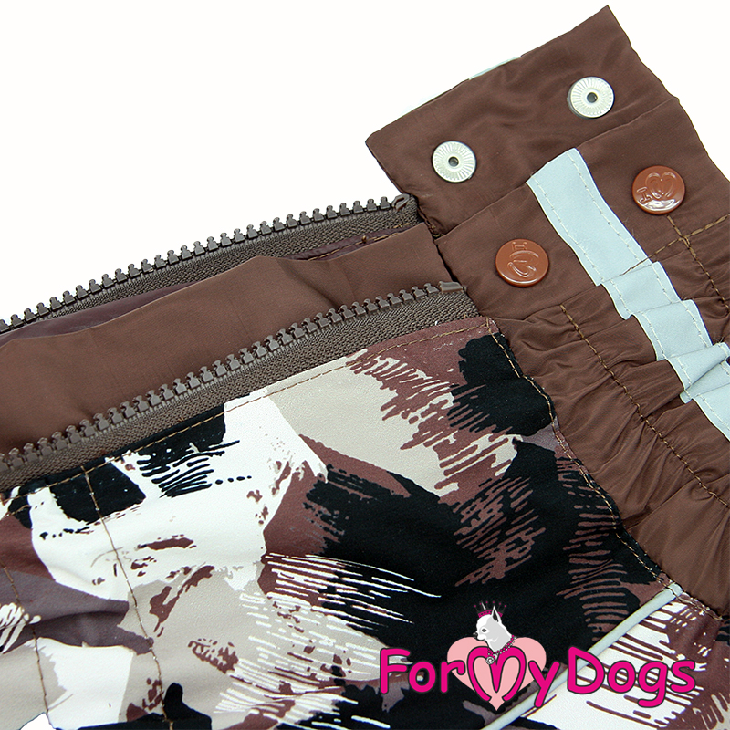 ForMyDogs Комбинезон ДОЖДЕВИК для собак Коричневый камуфляж для мальчиков  А3 40*60 см